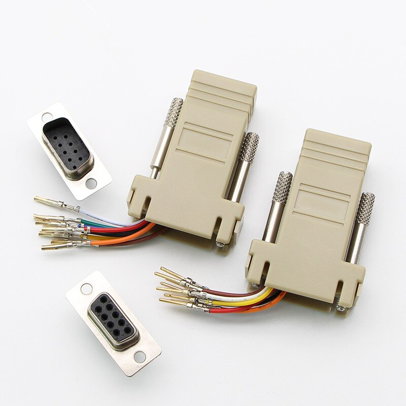 50-Pack DB9 Male To RJ45 Female Modular Adapters – Serial RS232 8P8C Connectors