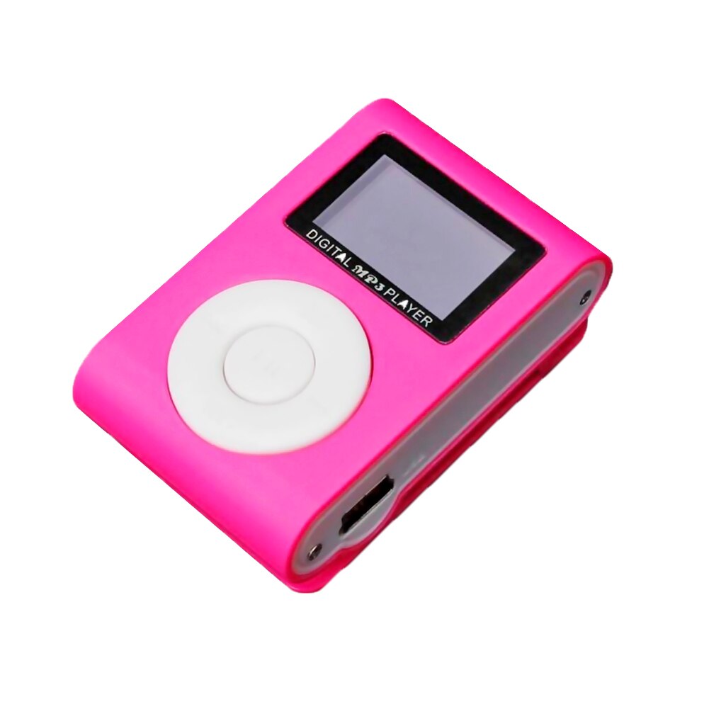 MP3 Player Mini Music Media Clip Player Portable LCD Screen USB Support Micro SD TF Card Walkman Reader: Pink