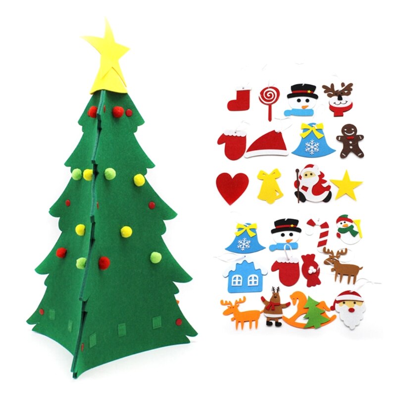 Diy 3D Voelde Kerstboom Decoratie Kerstman Ornamenten Kids Jaar Xmas Versiering