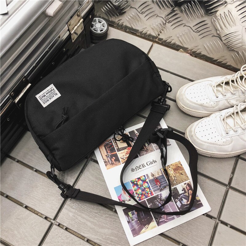 Harajuku Shoulder Bag Men Chest Bags Street Style Trend Canvas Crossbody Bag Casual Unisex Outdoor Crossbody Chest Pack Bags: black