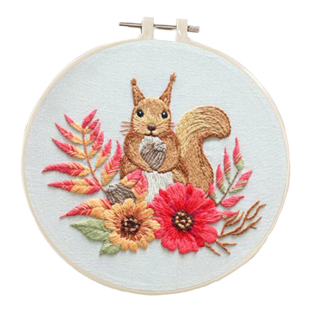 Eekhoorn Borduurwerk Starter Kit Bloem Patroon Kruissteek Hoepel Handwerkpakketten