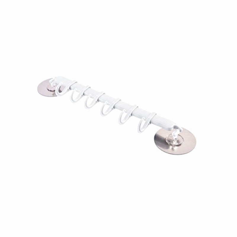 Toallero de pared para baño con 6 ganchos autoadhesivos, estantería para colgar sin clavos, colgadores para llaves con pasta fuerte, estante de almacenaje para Cocina: White