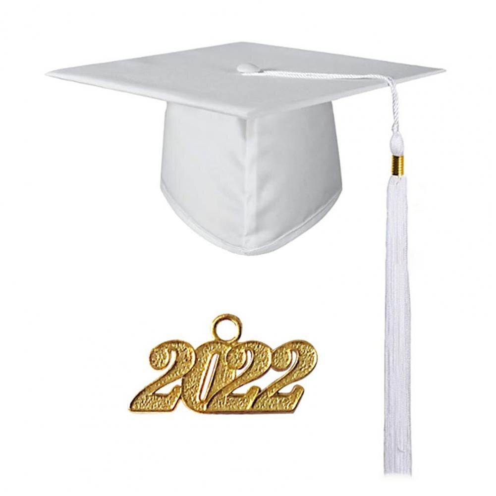 2022 Memorable Graduation Cap 2022 Fabric Practical Coloful Graduation Cap Decoration for Student: White