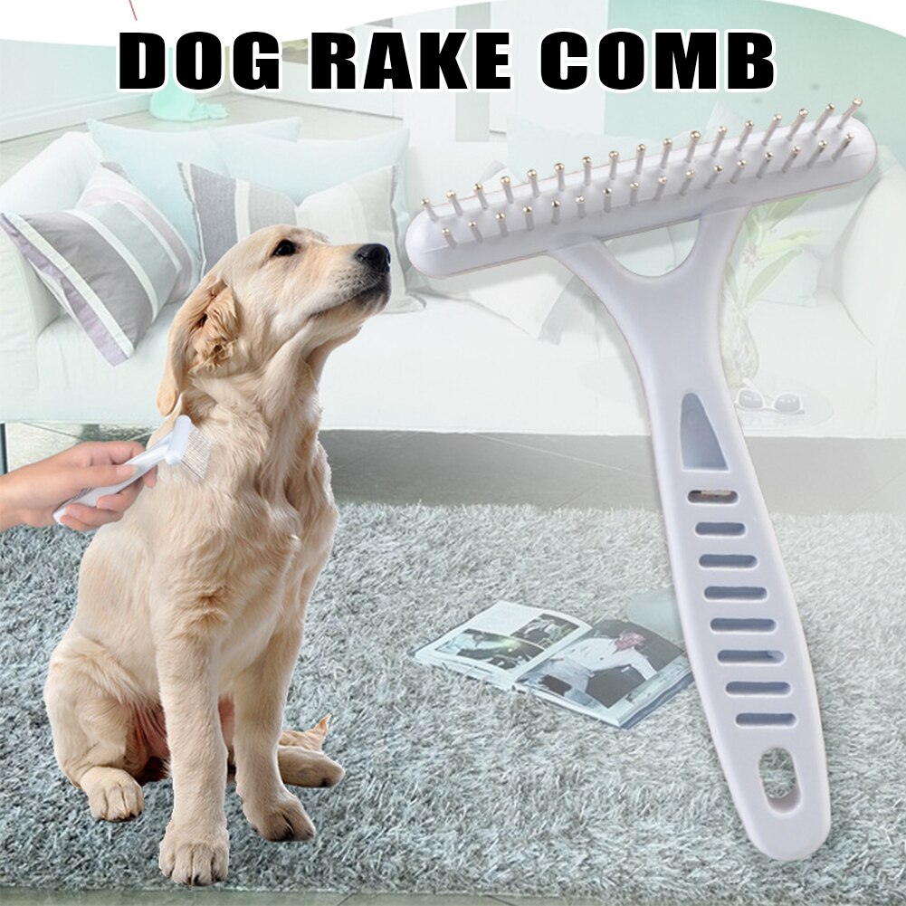 Fur Shedding Grooming Tool Ergonomic Massage Styling Non Slip Pet Supplies Portable White Double Row Teeth Home Dog Rake Comb