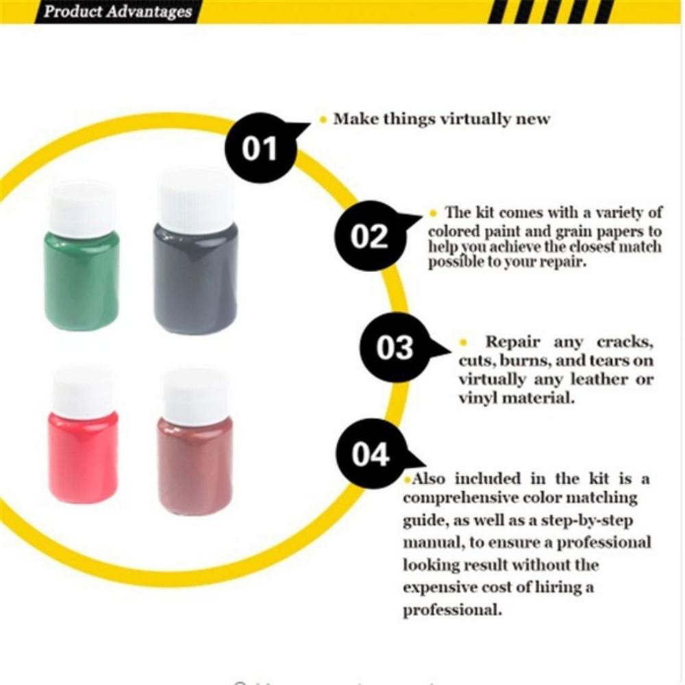 Universal Leather Repair Tool 20ml Car Seat Sofa Coats Holes Scratch Cracks No Heat Liquid Leather Vinyl Repair Kit