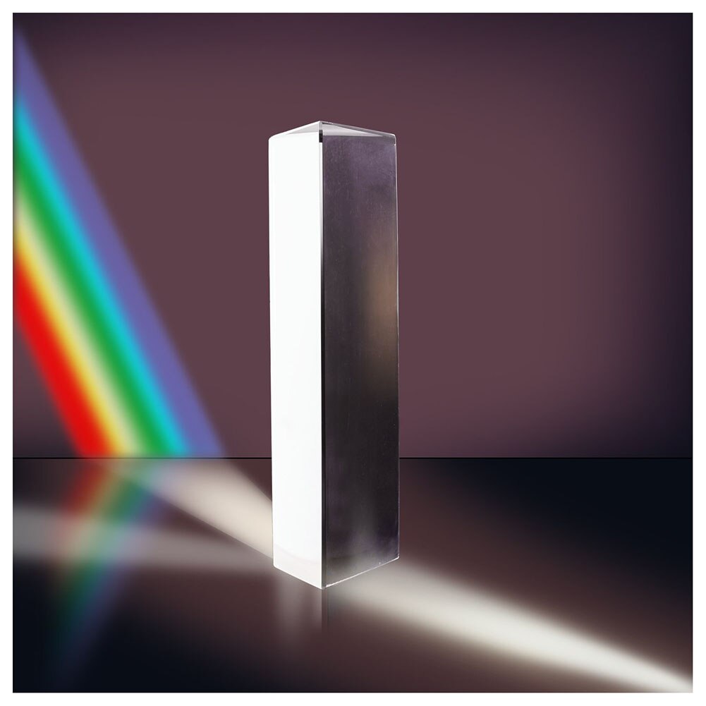 Optiskt glas trippel triangulärt prisma fysik undervisning ljusspektrum 10cm