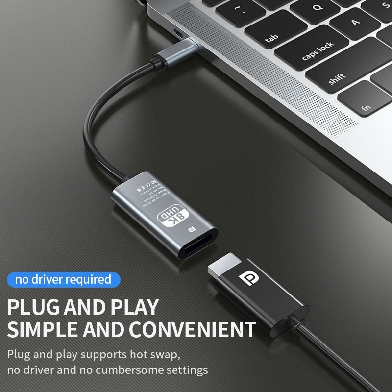 8K HD USB-C do Displayport konwerter typu C męskie na DP żeńskie złącze 8K 60Hz/4K 120Hz idealne dla Macbook Pro Dell