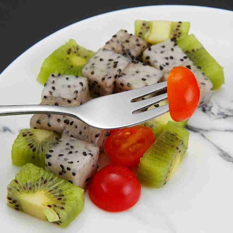 Conjunto de tenedor pequeño de acero para pastel, tenedor pequeño de postre, postre, ensalada negra, Mini