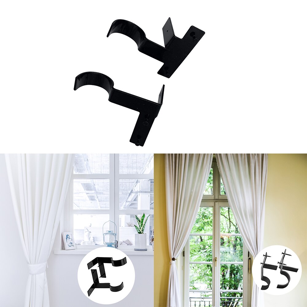 2pcs Bracket Hang Curtain Rod Holders Tap Right Into Window Frame Rod