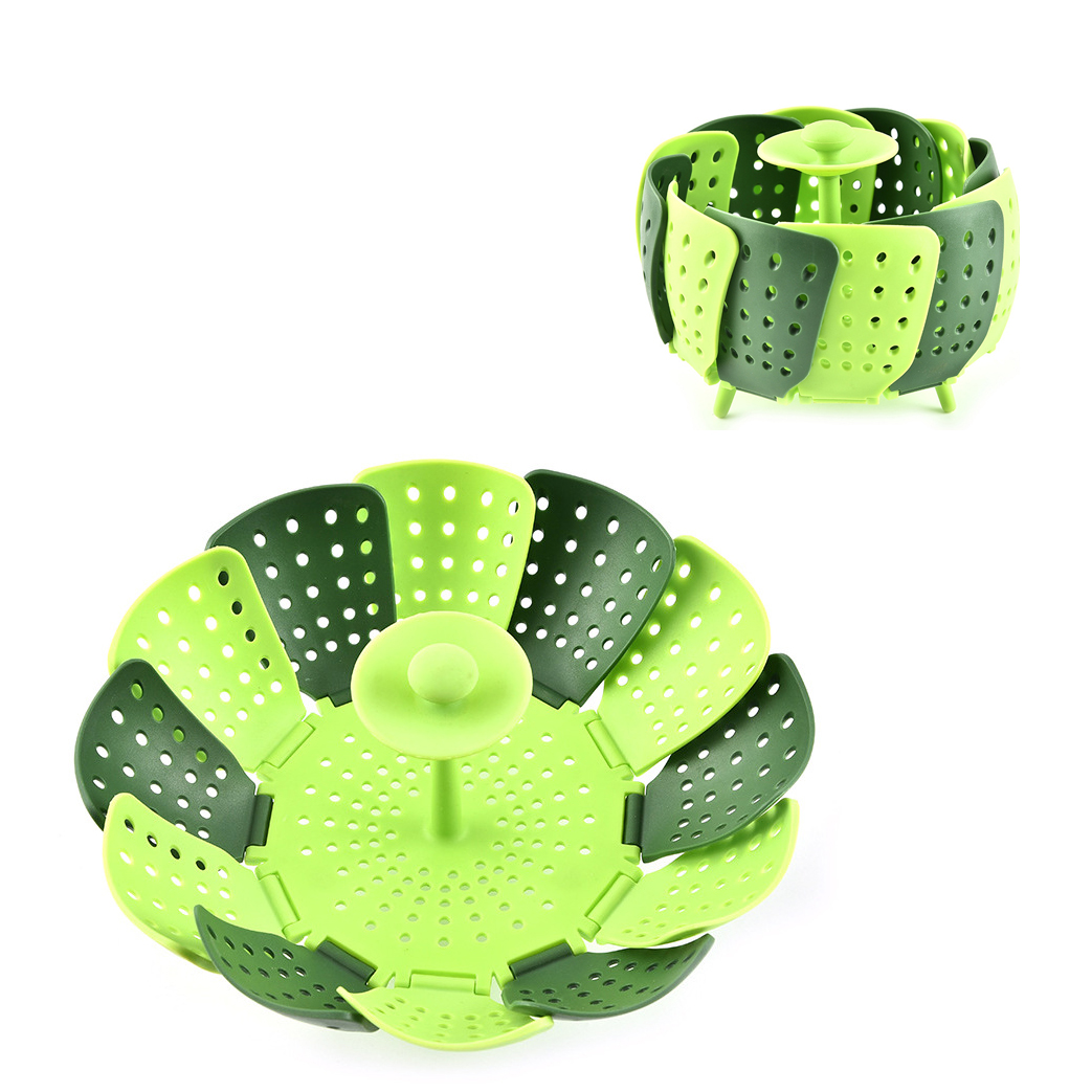 Foldable Cooking Steamer Cooker Bamboo Steamer Plastic Kitchen Seatming Food Basket Vegetable Fruit Cooker Kitchen Tools