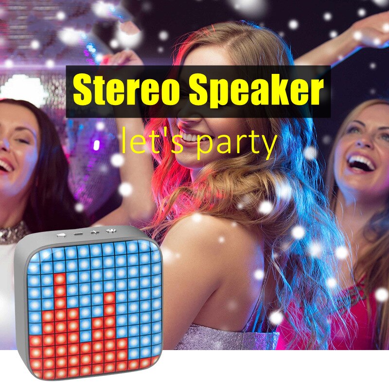 Bluetooth Control LED Pixel Screen Speaker 6W Output Stereo Audio Pixel Art Cute Home Light Decoration Mini Music Play Box