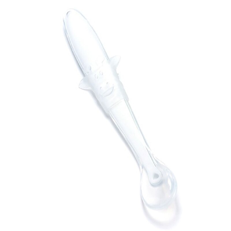 Baby Soft Silicone Spoon Training Feeding Spoons for Kids Toddlers Children GXMA: White