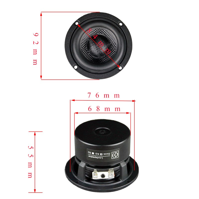 30W Mid Woofer Speaker 3 Inch 4Ohm Mid Bass Woofer Geluid Speaker Glasvezel Sterke Subwoofer Luidspreker Voor Monitor Speaker diy