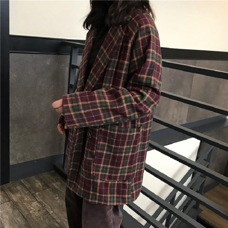 Korea ulzzang verlieren Plaid jacke weibliche herbst neue eins Harajuku Jahrgang schick lange ärmeln Geschmack lässig frauen jacke