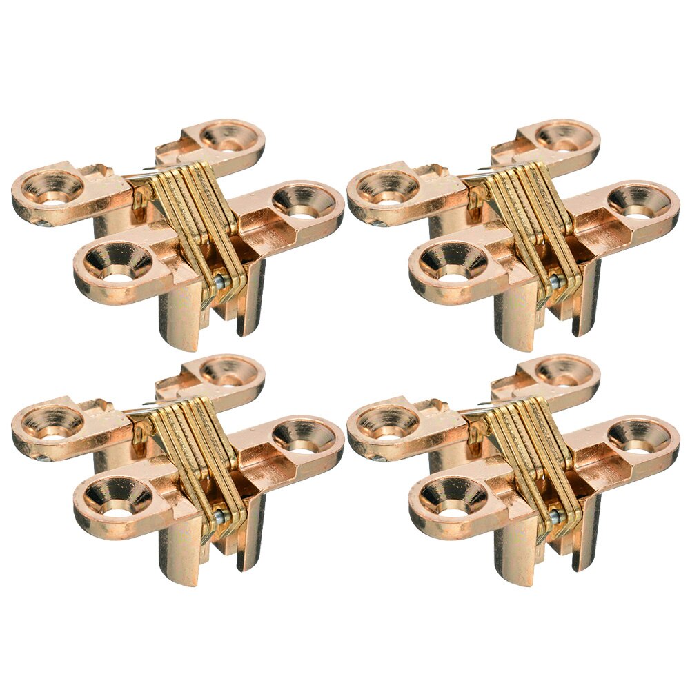 2/4Pcs Invisible Hinges Cross Hinge Hidden Concealed Cabinet Cupboard Door Wooden Boxes For Folding Window Furniture: Gold 4Pcs