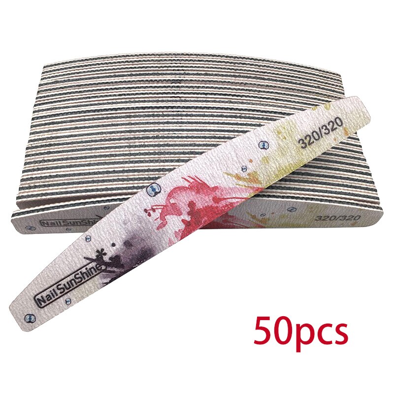 25/50pcs Nail File 80/100/150/180/240/320 Thick Nail Buffer Sandpaper Nail Gel Polish File Flower Sanding Tools: 320 Grit 50pcs