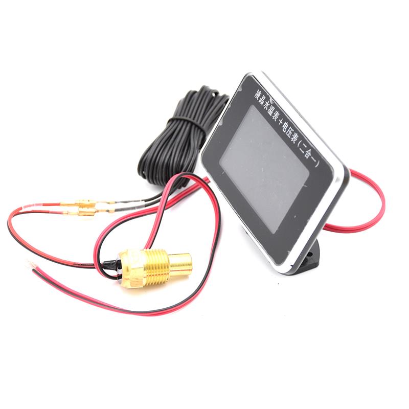 Lcd 12/24V Water Temperatuur Meter Water Temp Gauge Voltmeter Temp Meters Auto Elektronische Universele Manometro Olie Sensor