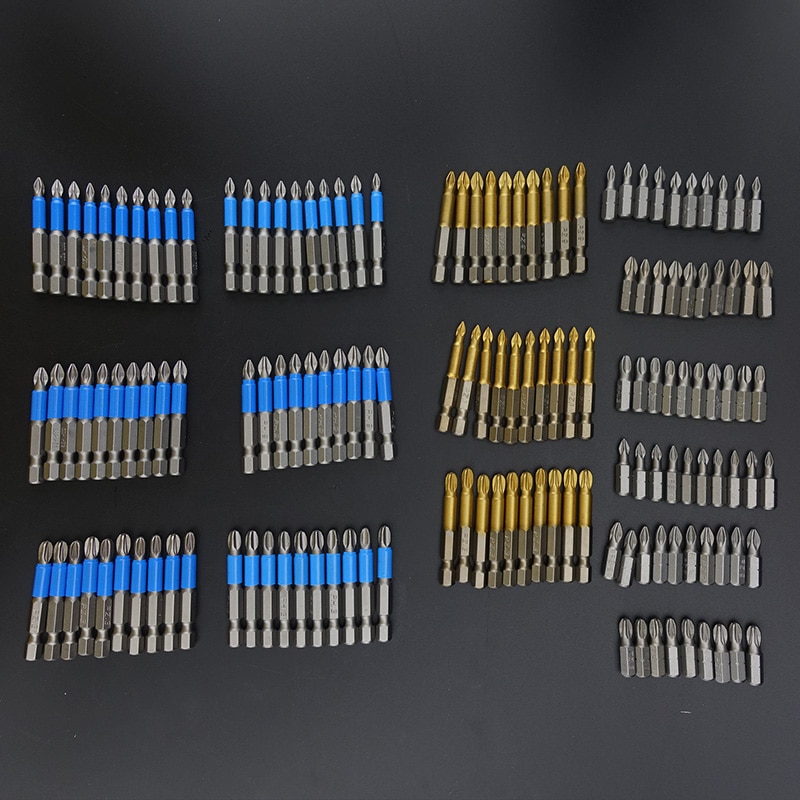 10 stk / lot 50mm gcr 15 pozidrive bits sekskantskruet skridsikker skruetrækker bits magnetisk enkelt hoved  pz1 / pz2 / pz3