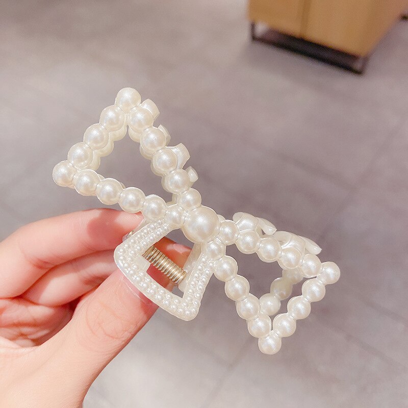 Mädchen Haar Klaue Geometrische Imitation Perle Haarnadel Krabben Retro Herz Form Kristall Haar Clips Haar Zubehör Für Frauen: 4