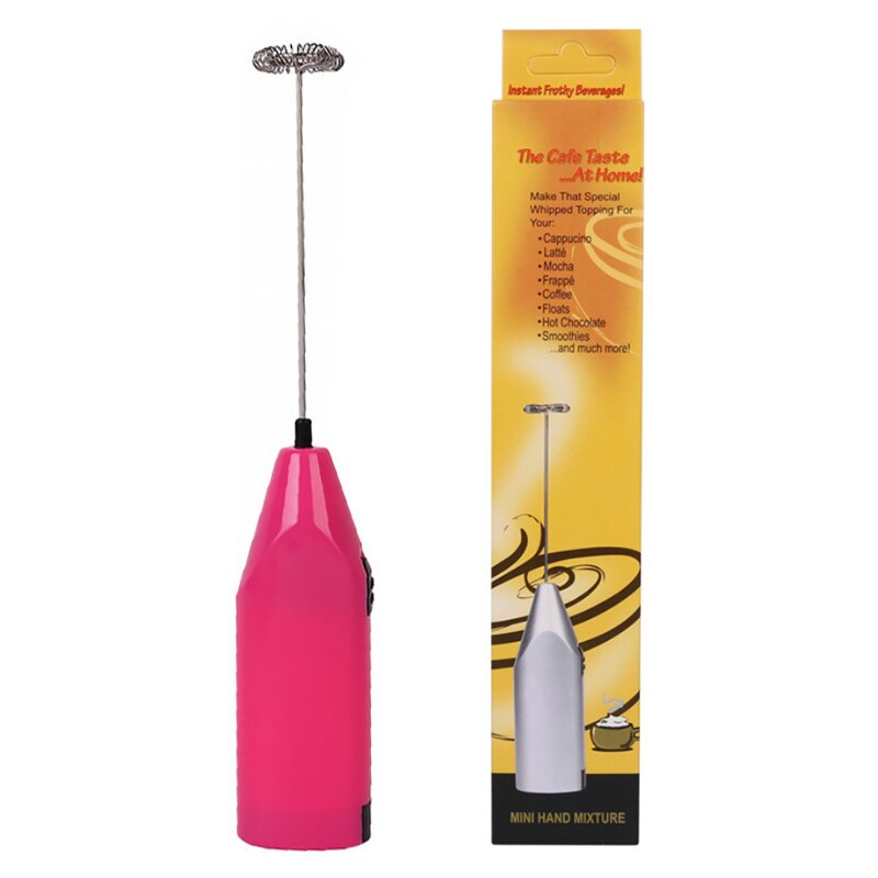 Milk Foamer Coffee Whisk Mixer Electric Blender Egg Beater Mini Frother Handle Stirrer Cappuccino Maker Cooking Tool (1 Pack): Pink