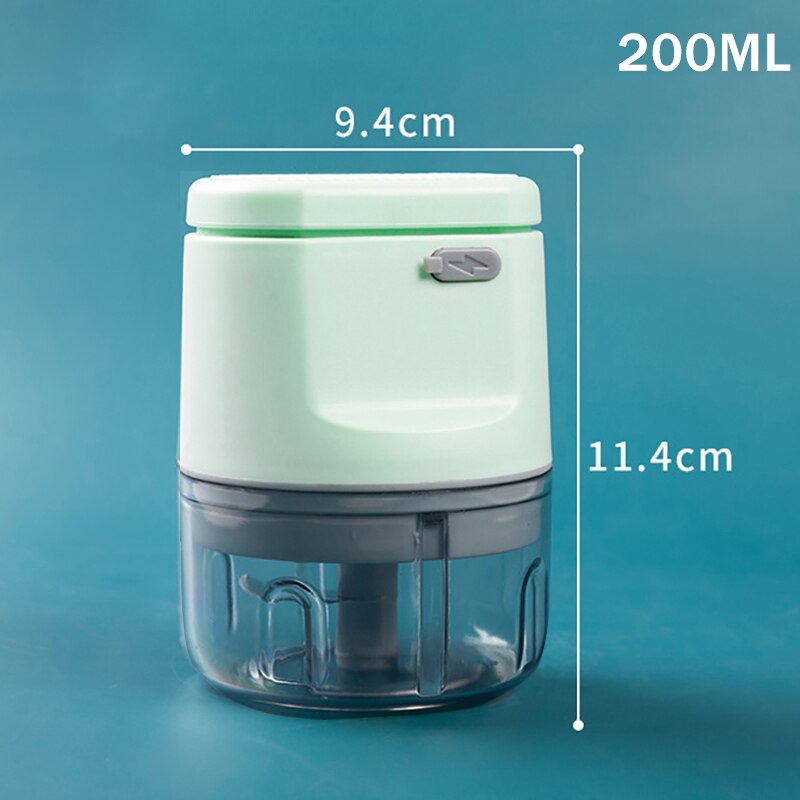 Elektrische Knoflook Stamper Usb Opladen Stevig Duurzaam Mini Crusher Chopper Voor Verpletterd Knoflook Geplet Gember Gemalen Verse Chili: Greeen 200ML