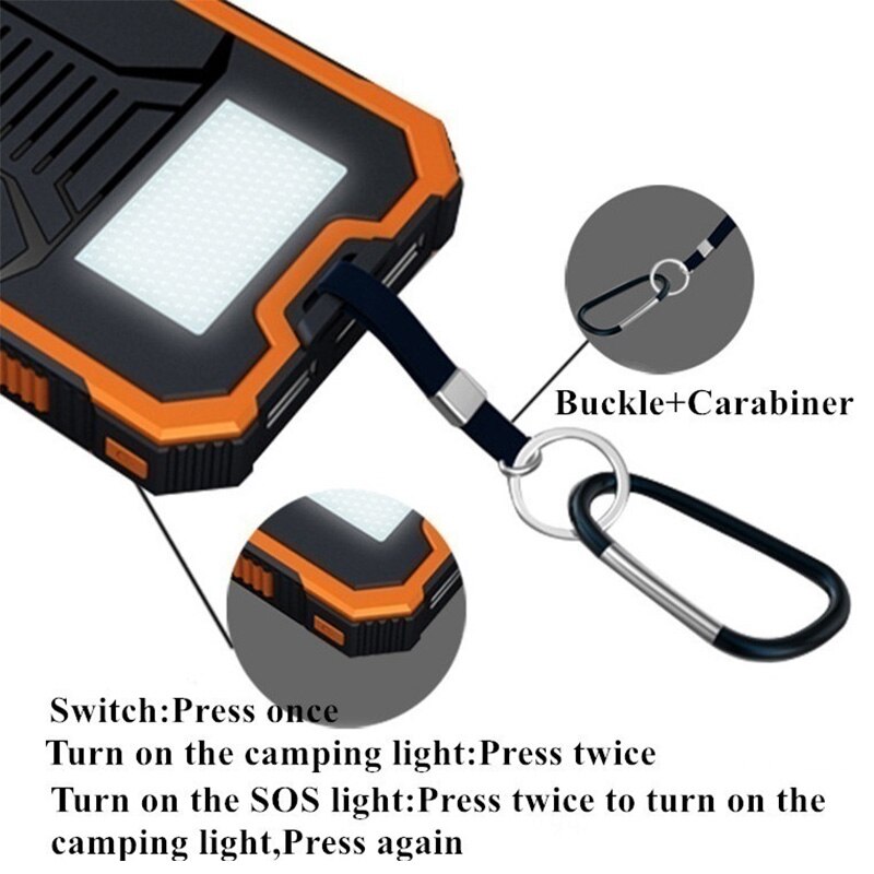 80000Mahsolar Opladen Power Bank Snel Opladen Externe Batterij Oplader Outdoor Waterdichte Power Bank