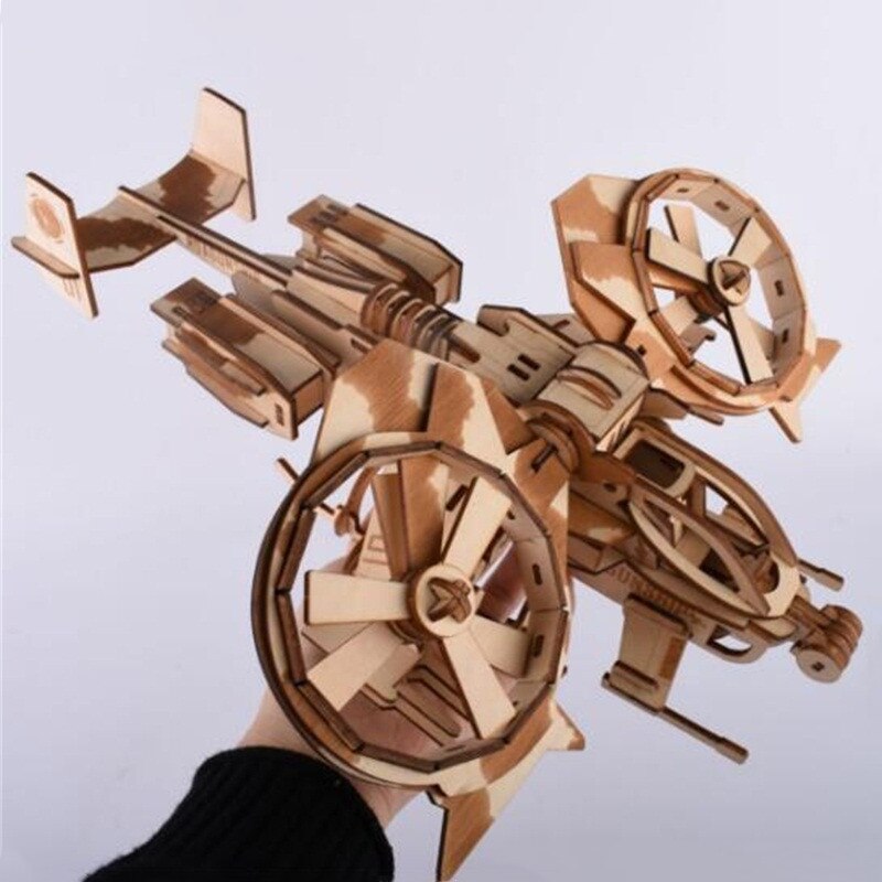 Diy gunship woodcraft-bouwpakket, puzzels, educatieve spellen, 3d wooded voor kinderen, volwassenen, kerstmis, verjaardag
