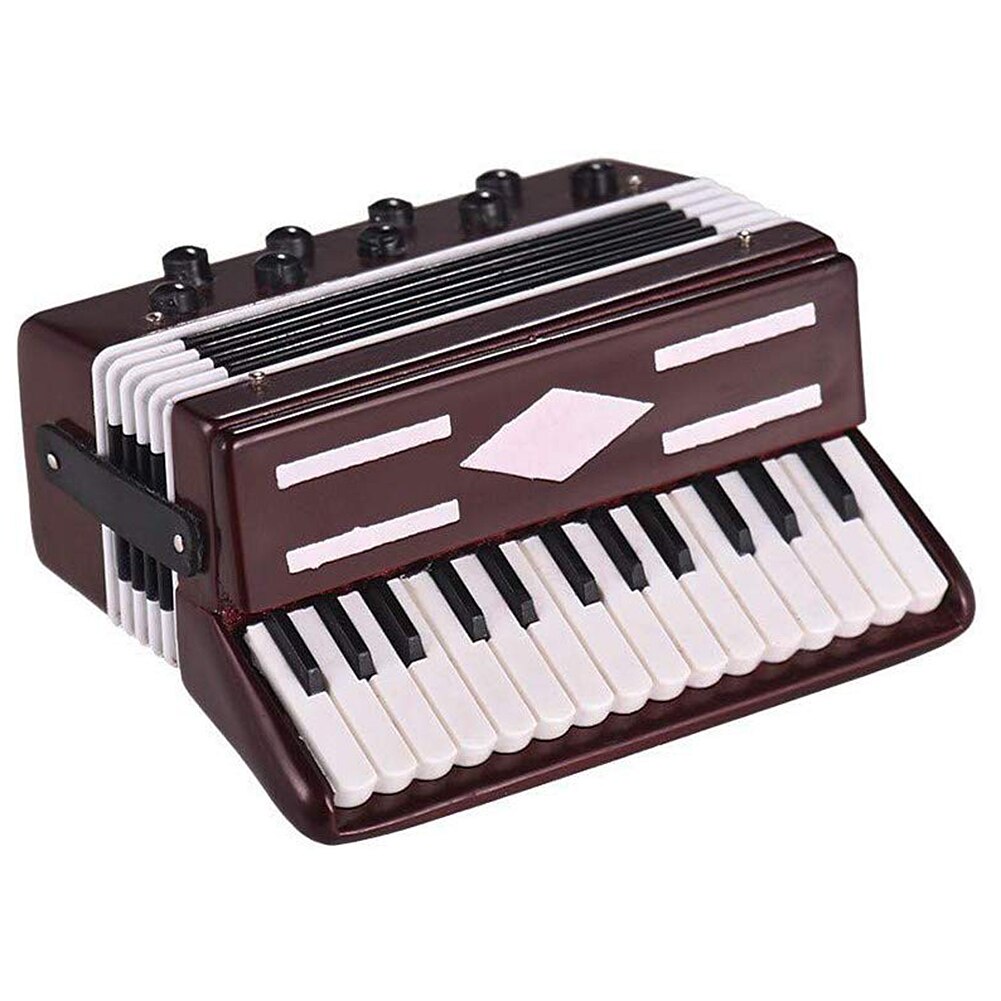 1Pcs Portable Mini Accordion Model Exquisite Desktop Music Instrument Decoration Ornaments Music with Storage Case