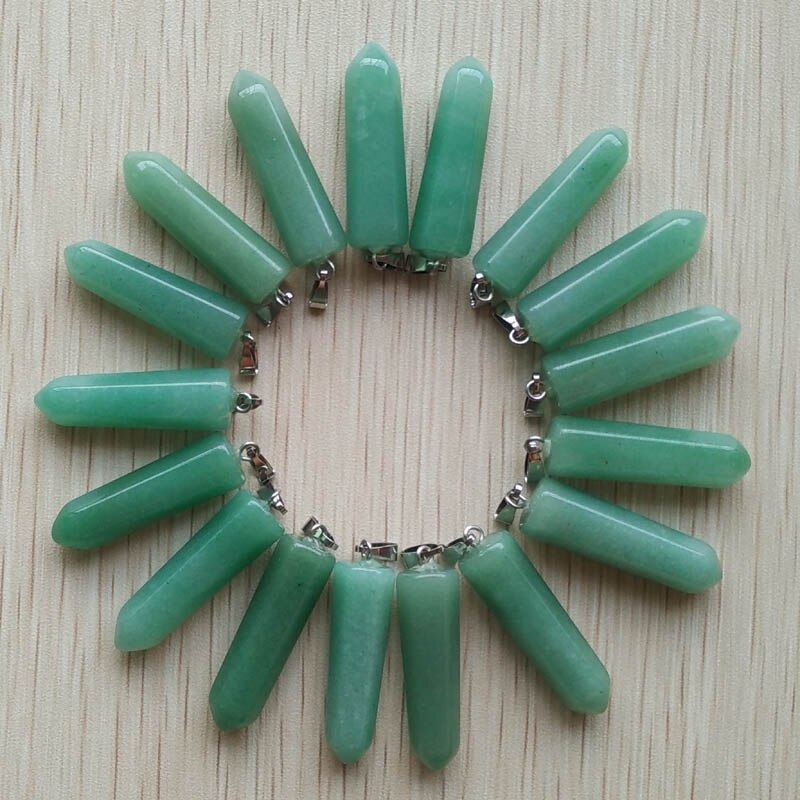 24 stks/partij fahsion Diverse Natuursteen Hangers Point Charms zeshoekige pijler hanger: green aventurine