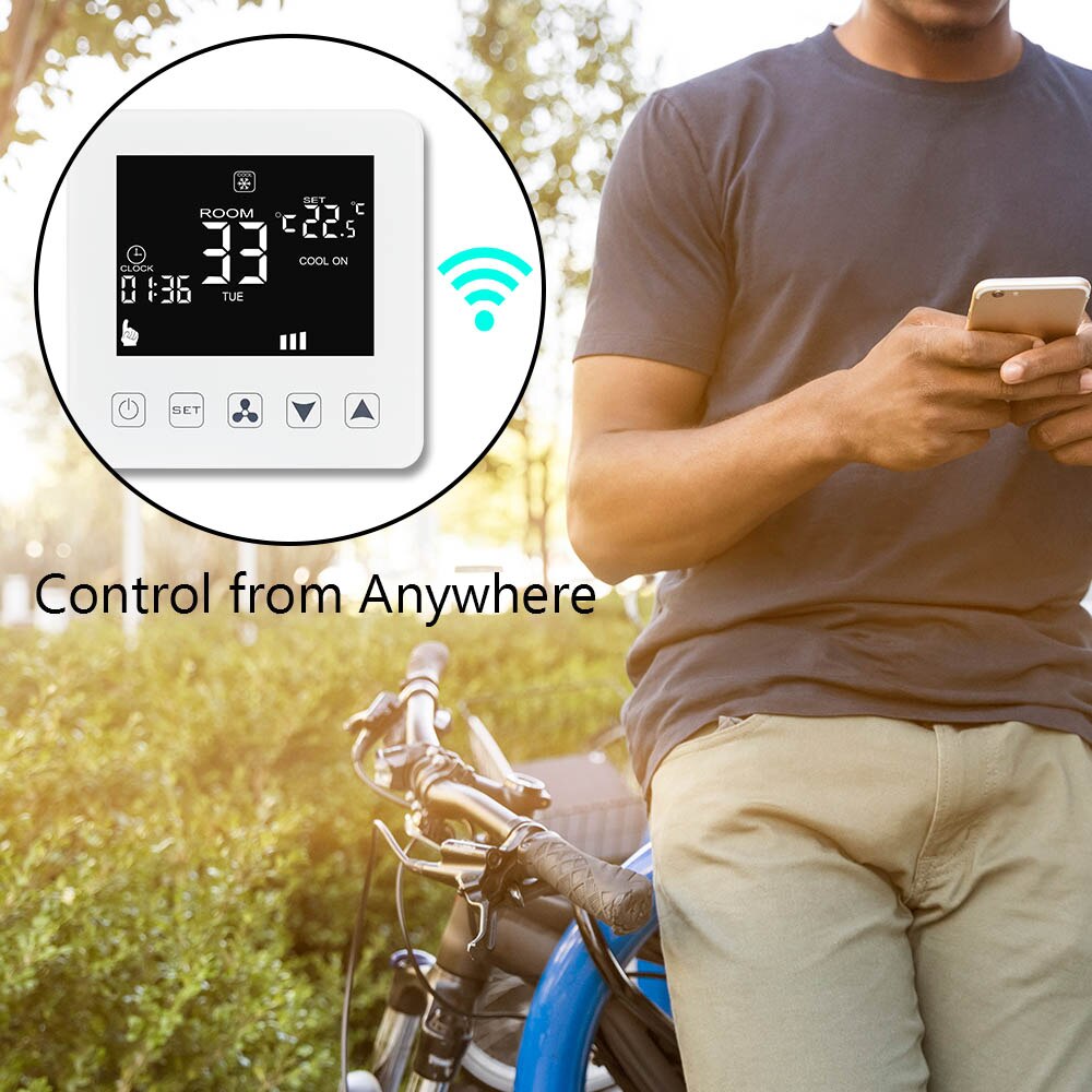 AC 230V 5A WIFI Thermostat Remote Control for Central Air Conditioning and Fan Coil Unit Smart Temperature Controller Regulator