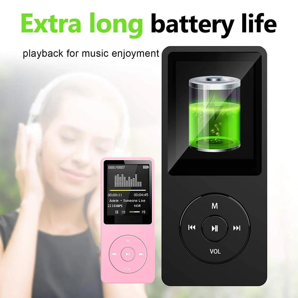 Mp3 Mp4 Player 64 GB Memory Card Portable Digital Screen Music FM Radio Voice Record Built-in HD Speaker With Photo Viewe