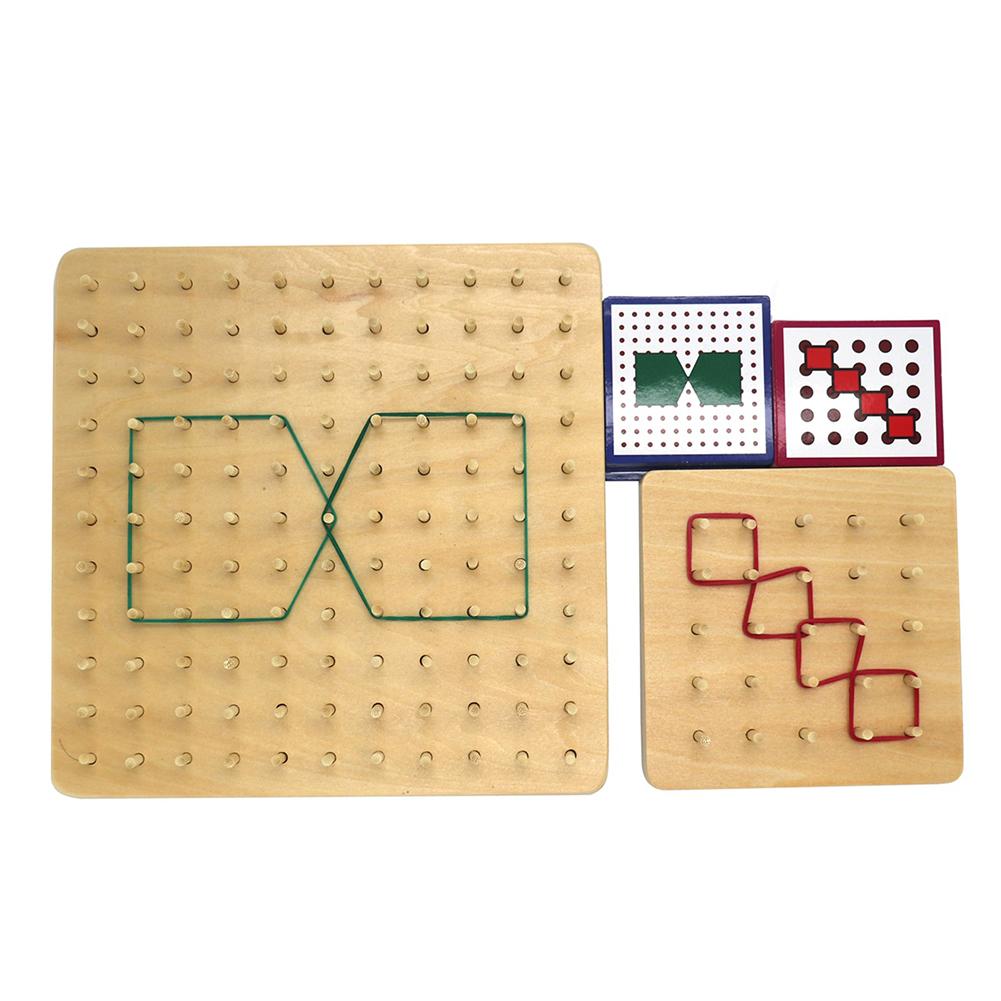 Geoboard de madera con lazo de goma, juguete educativo para niños, con tarjetas geométricas