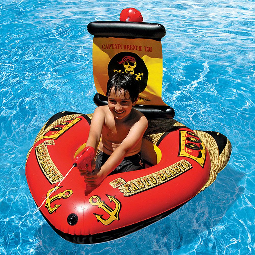 Drôle enfant bateau Pirate gonflable jet d'eau jouet flottant été anneau de natation lit flottant jouet d'eau coussin gonflable