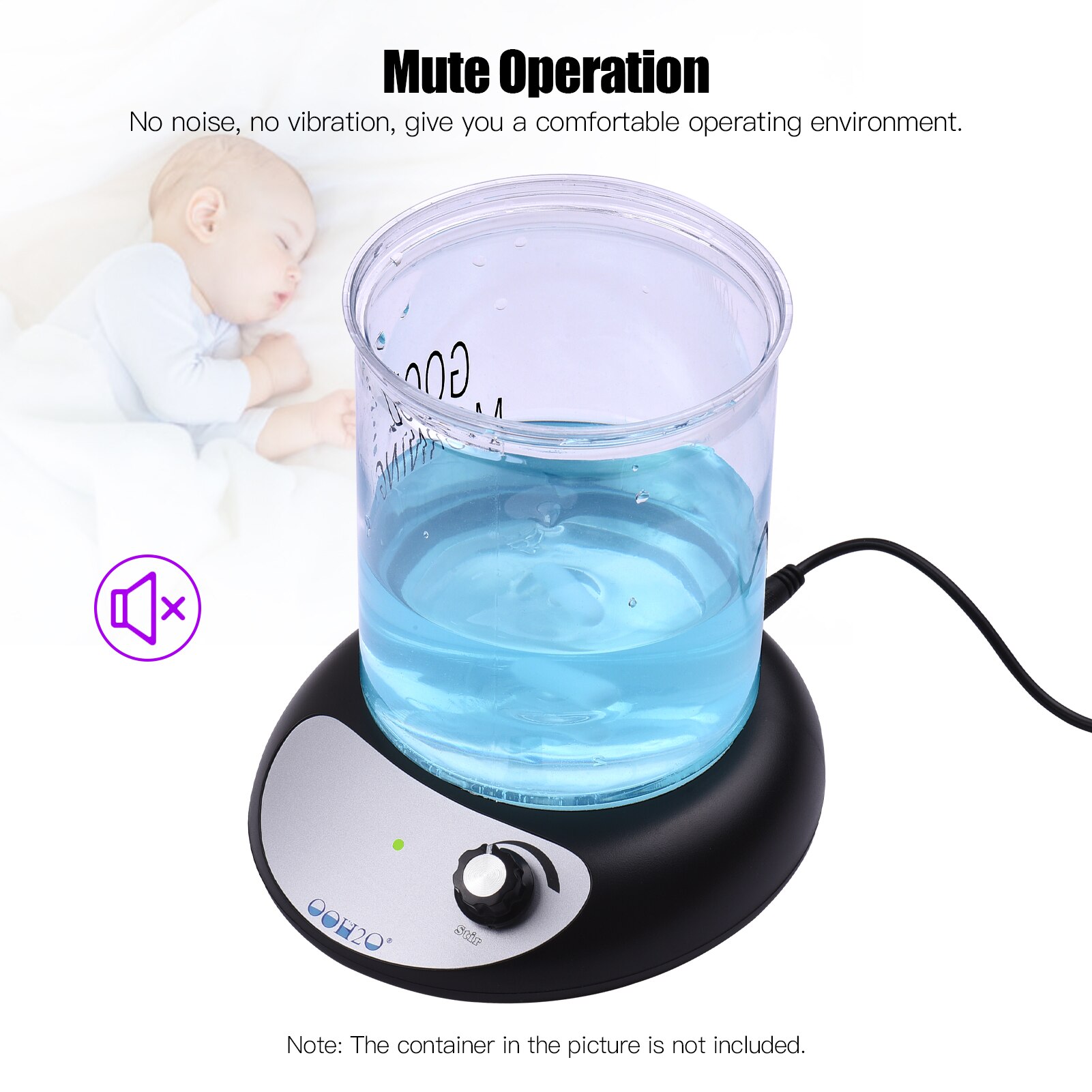 Magnetic Stirrer Mini Magnetic Mixer Speed Adjusting with Stir Bar No Heating 2000ml Stirring Capacity for Laboratory Kitchen