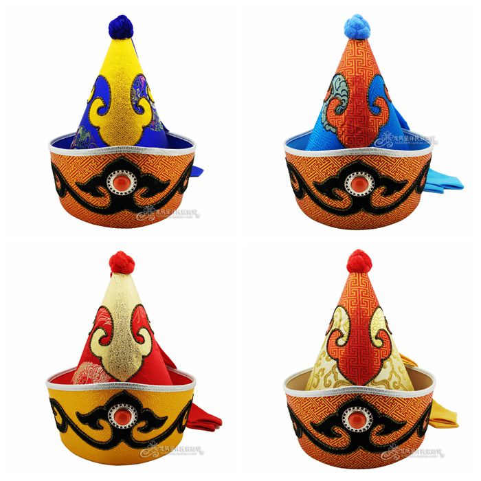 Mongol mâle chapeau pointu haut casquette minorité chapeau Prince de mongolie scène de danse pointu extrémité Folk chapeau