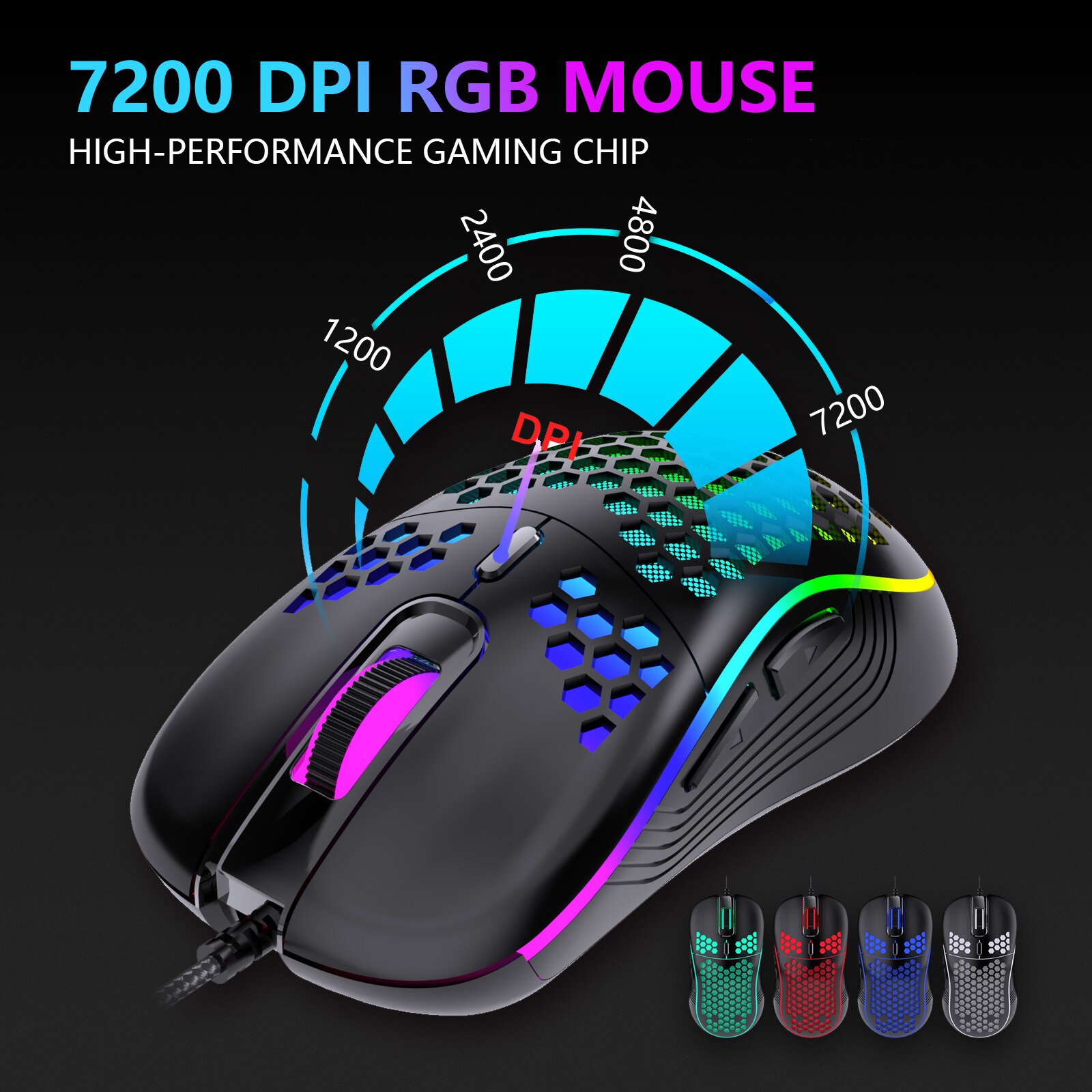 Ensemble clavier et souris de jeu RedThunder 60%, Mini-clavier Ultra-Compact, rétroéclairé rvb, 7200DPI, pour PC et Mac Gamer