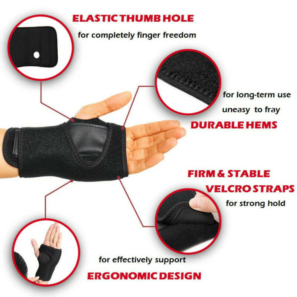 Carpaal tunnelpolsbrace met metalen spalk voor dames en heren, verstelbare polssteunstabilisator voor handtendinitis, artritis