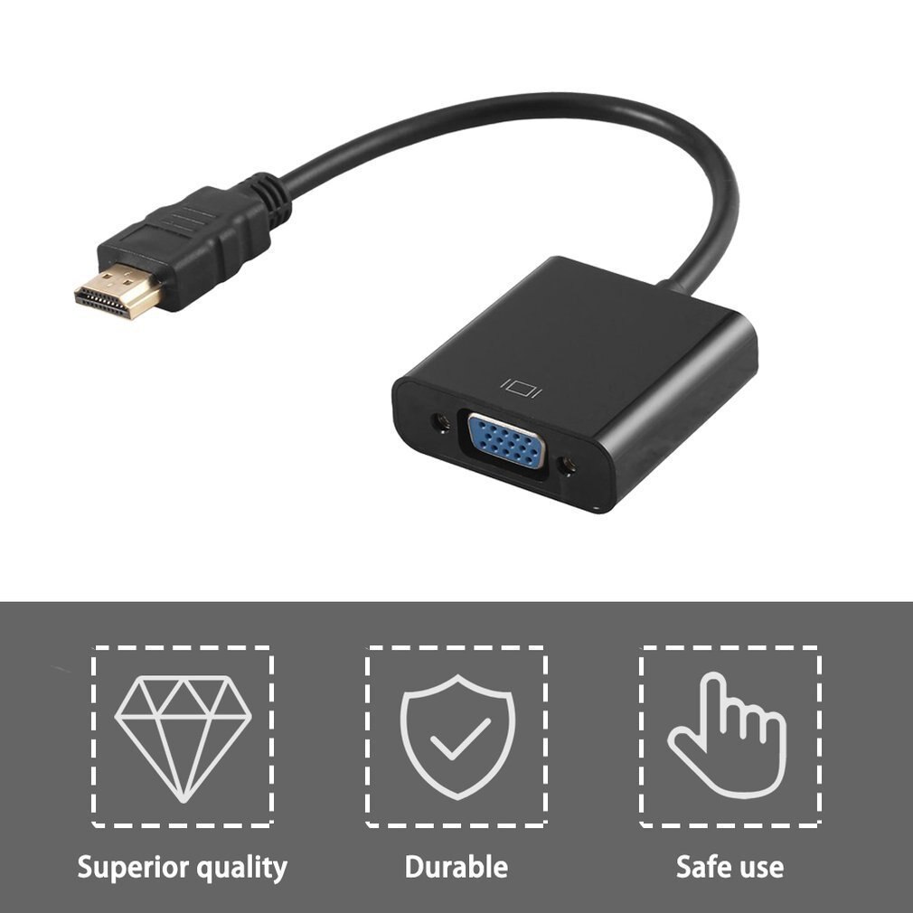 Z wejściem HDMI, męnarty robić VGA RGB HDMI dla kobiety-kompatybilny z VGA konwerter wideo 1080P na PC czarny mężczyzna-adapter żeńnarty