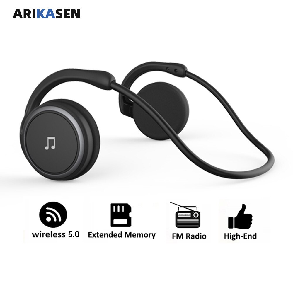 Arikasen słuchawki Bluetooth sportowe słuchawki MP3 odtwarzacz zestaw słuchawkowy radia FM rozszerzona pamięć słuchawki bezprzewodowe odtwarzacz słuchawki z Bluetooth mikrofonem