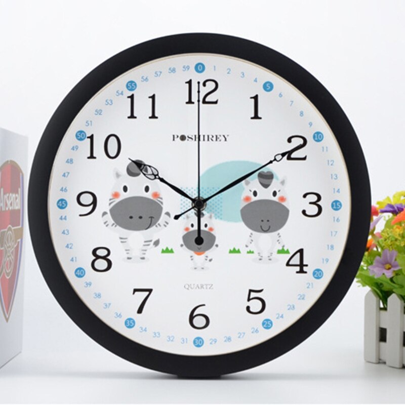 Mute Wandklok Eenvoudige Stijl Creatieve Cartoon Melk Koe Patroon Klok Nursery Home Woonkamer Kinderkamer Slaapkamer Decoratie