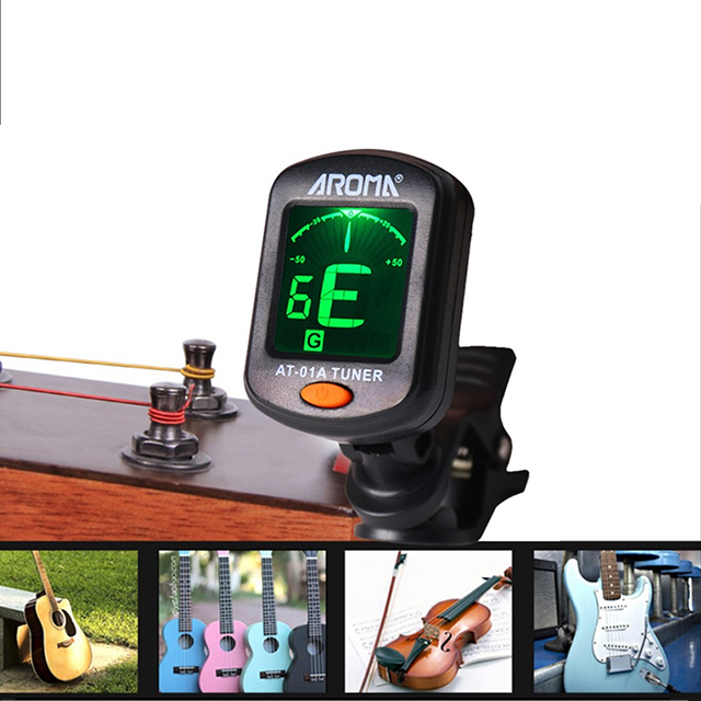 Aroma AT-01A Gitaar Tuner Clip-On Digitale Elektronische Tuner Akoestische Met Lcd-scherm Tuner Voor Gitaar, Bas, viool, Ukelele