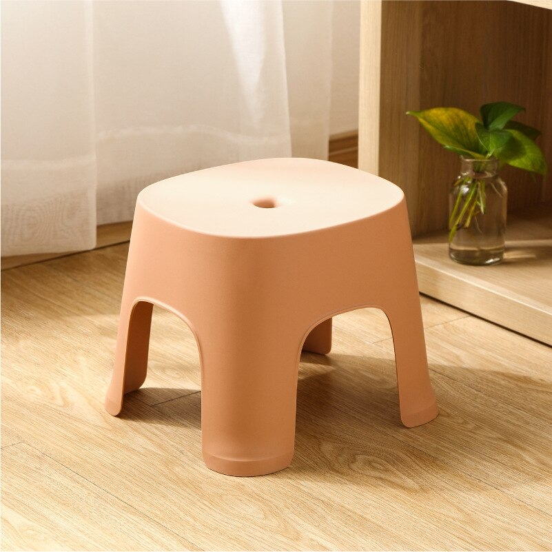 Household Bathroom Plastic Children's Stool Thickened Anti-slip Shoe Changing Stool Kid's Stepping Bench Stable Bedside Stools: Pink