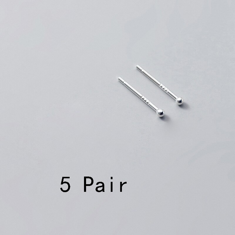 La monada manter as orelhas perfuradas studs 999 prata esterlina jóias finas minimalista brincos para mulheres prata 999 coreano: One Bead5Pair