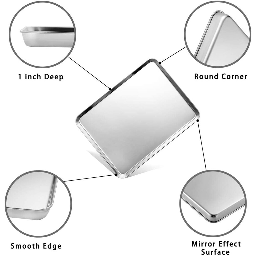 Baking Tray With Removable Cooling Rack Set Stainless Steel Wire Grid Tray Kitchen Oven Cook Pan Non-Stick Bread Barbecue Holder