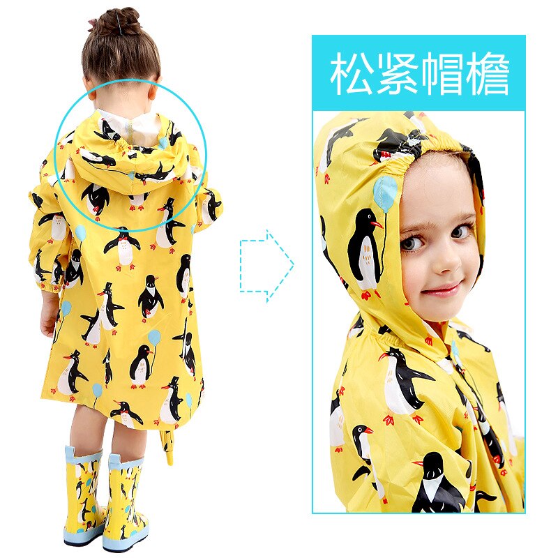 Paraguas para niños, chubasquero para niños con dibujos animados, chubasquero infantil para niños y niñas, impermeable primario para bebés, elástico sl