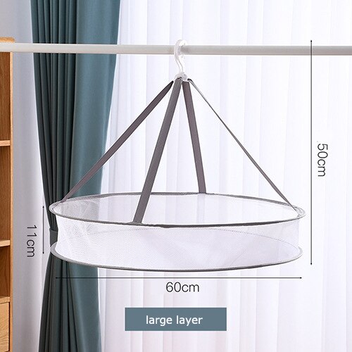 Double-Layer Clothes Drying Net Mesh Hanging Flat Clothes Drying Rack Collapsible Toys Dryer For Household drying socks: Large layer