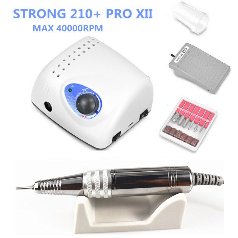 XIINail-taladro Strong 210 PRO, cortadores de máquina de manicura eléctrica uña, pulidora, lima de uñas, 35K: Verde militar