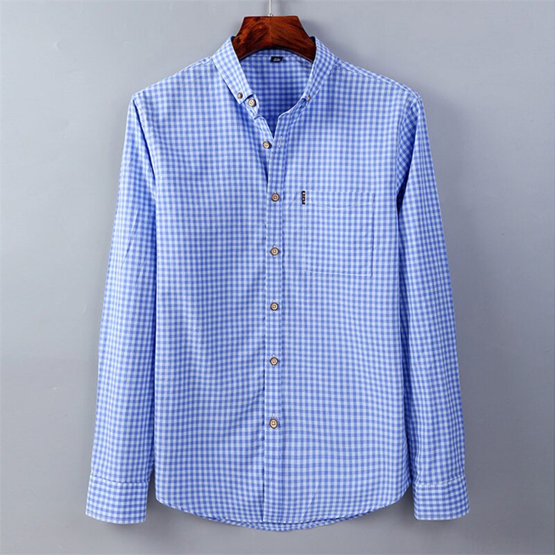 Chemise à carreaux à manches longues pour homme, vêtement confortable et doux, à la , 100% coton