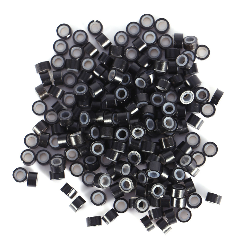 Micro Anéis 4*3 MILÍMETROS 200/500 Pcs Micro Friso Contas Cabelo Talão Micro Silicone Anel/Links /contas Para Extensões de Cabelo 3 Cores