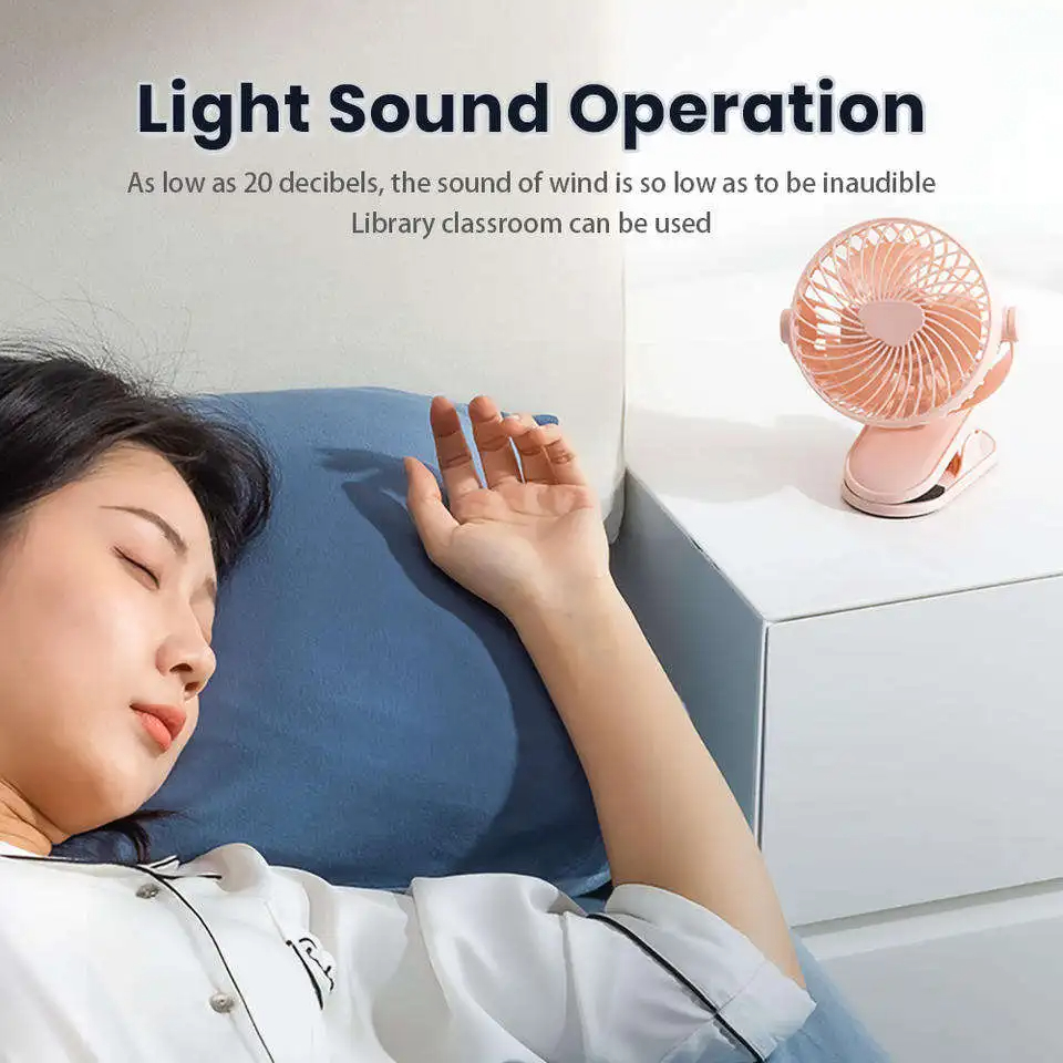 12–48 Stunden Tisch-Mini-Ventilator mit stabiler Klemme, wiederaufladbar, USB, 3 Geschwindigkeiten, Schlafstummschaltung für Badezimmer, Küche, Studentenwohnheim, 10.000 mAh